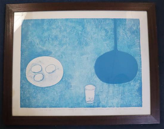 § William Scott (1913-1989) Blue Still Life 1975, 26.25 x 34in.